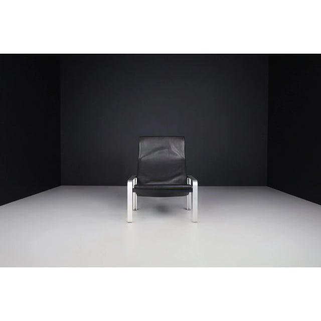 1970s Italian Black Leather Lounge Chair by Matteo Grassi, 1970s For Sale - Image 5 of 10