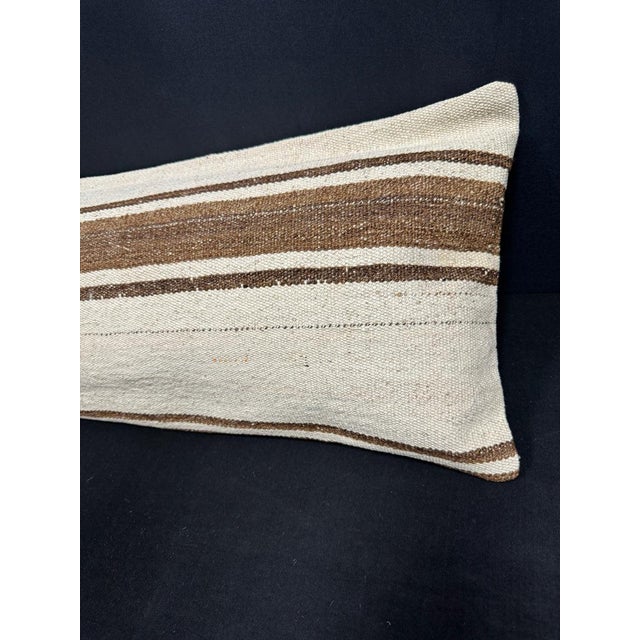Turkish Hemp Pillow Cushion Natural Beige Brown Cushion Cover 14x45 For Sale - Image 4 of 4