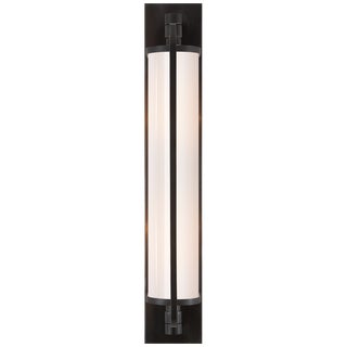 Thomas O'Brien for Visual Comfort Signature Keeley Tall Pivoting Sconce in Bronze with White Glass For Sale