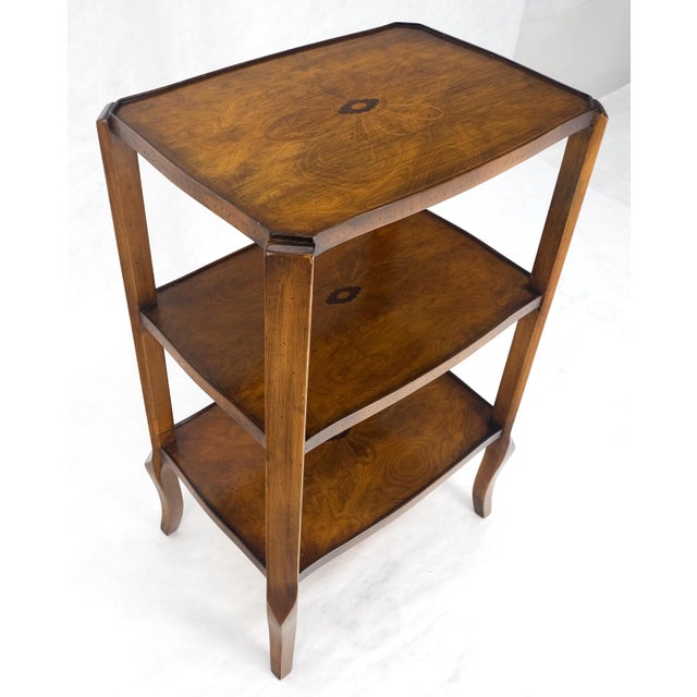 Wood Fine Italian Inlaid 3 tier Stand Side End Table Mini Etagere Stunning MINT For Sale - Image 7 of 16