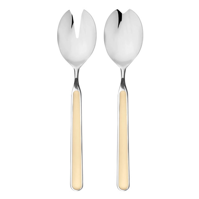 Contemporary Mepra Fantasia 2-Piece Salad Servers Set, Vanilla For Sale - Image 3 of 5
