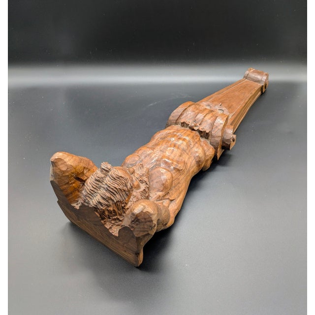 Wood 19th Century Hand-Carved Walnut Architectural/Decorative Atlas Corbel For Sale - Image 7 of 12