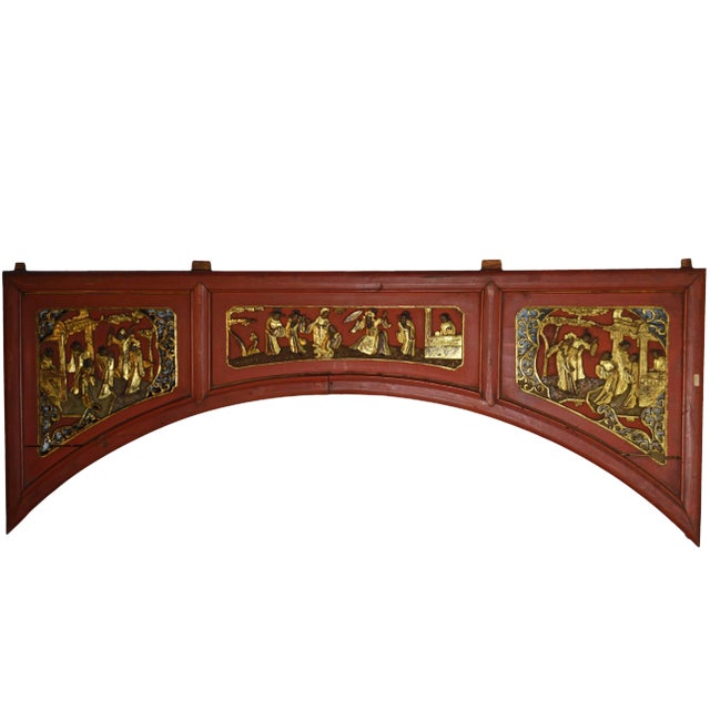 Antique Chinese Hand-Carved Wooden Sign For Sale