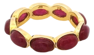 Talia Jade 3 Carat Cabochon Ruby Eternity Band Ring in 14K Yellow Gold