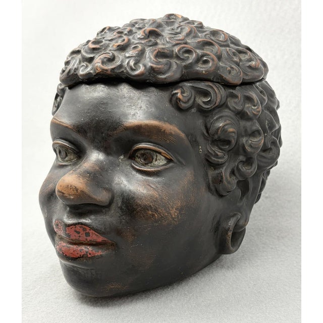 Brown Late 19th Century Victorian Tobacco Jar, African Female For Sale - Image 8 of 16