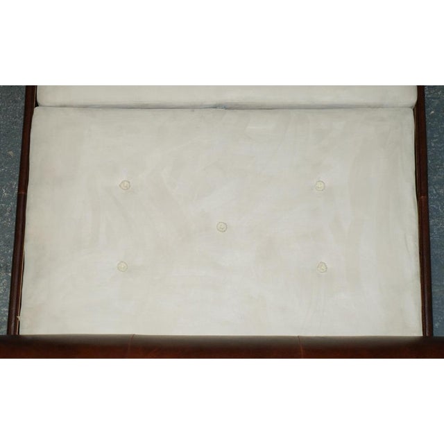 Bonaparte King Size Carved Wood Leather Bed For Sale - Image 13 of 18