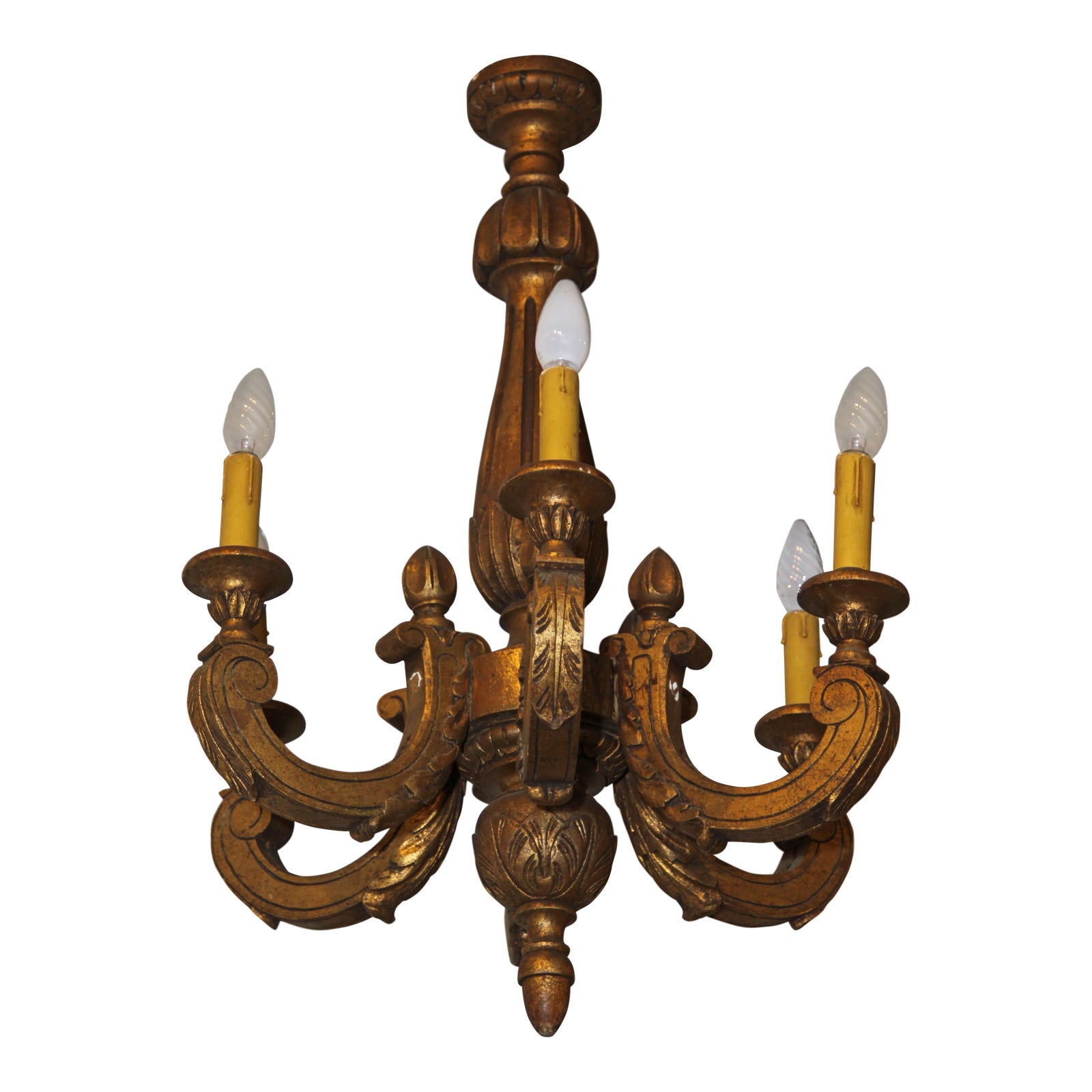 1910 Antique French Wood Chandelier | Chairish