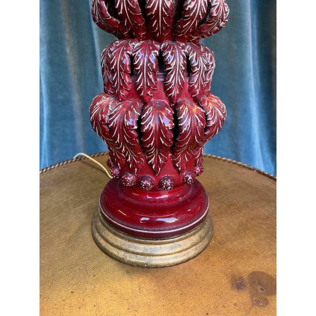 Spanish 1950s Red Ceramic Table Lamp For Sale - Image 11 of 12