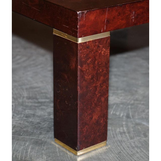 Modern Burr Walnut & Brass Inlay Coffee Table For Sale - Image 5 of 14