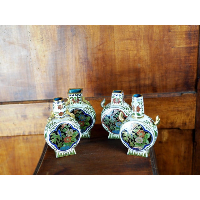 Mid-Century Chinese Cloisonné Vases - Set of 4 For Sale - Image 9 of 12