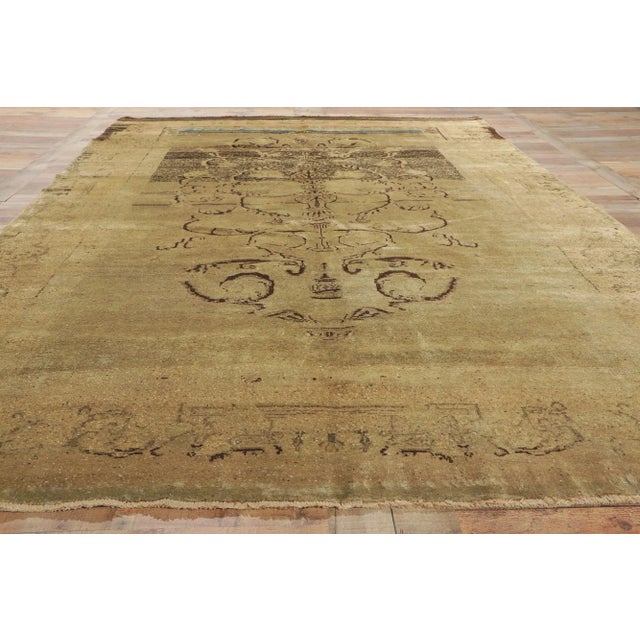 Textile Early 20th Century Vintage Turkish Oushak Rug - 7'00 X 11'03 For Sale - Image 7 of 8