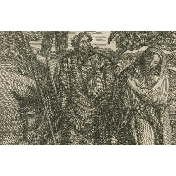 Copper E. Smith & Rooker, Biblical Illustrations: Adoration, Flight to Egypt & Christ's Baptism, 1735, Prints, Set of 3 For Sale - Image 8 of 10