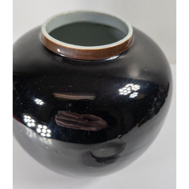 19th Century Chinese Chinoiserie Mirror Black Ginger Jar With Cover For Sale - Image 14 of 18