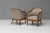 Pair of Swedish art deco club chairs fully restored and upholstered in a muted green fabric. Re-finished. Sweden circa 1930.