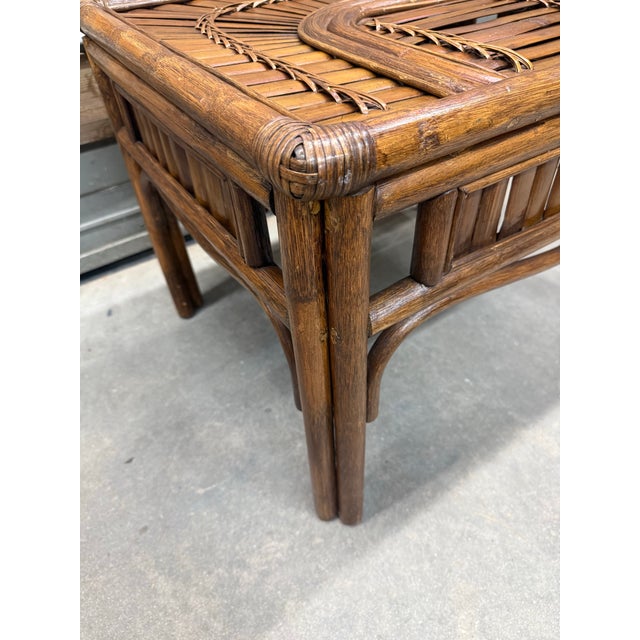 Brown 1970s Split Bamboo Rising Sun Side Table For Sale - Image 8 of 12