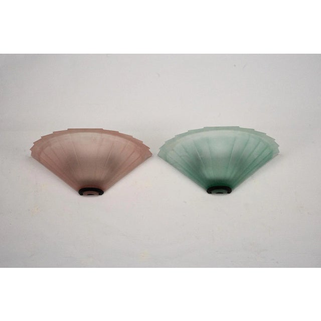 Green Italian Sconces in Thick Pink and Green Murano Glass by De Majo, 1980s, Set of 2 For Sale - Image 8 of 10
