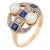 1910s Edwardian Pearl Diamond Sapphire Two Tone Dinner Ring, Size 6 For Sale