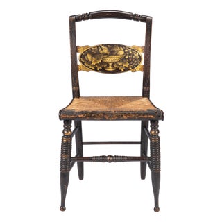 Upper Connecticut Valley Hitchcock Turtle-Back Rush Seat Side Chair, C. 1820-30 For Sale