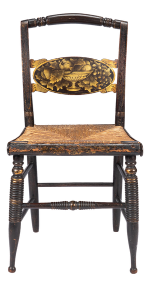 Upper Connecticut Valley Hitchcock Turtle-Back Rush Seat Side Chair, C. 1820-30