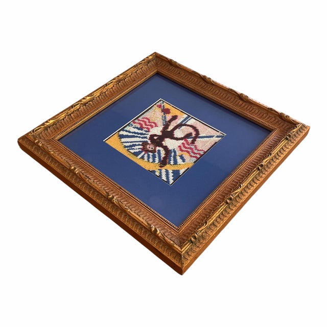 Original "Jungle Boogie" Framed Needlepoint Monkey Art, Custom, One of a Kind For Sale - Image 4 of 4