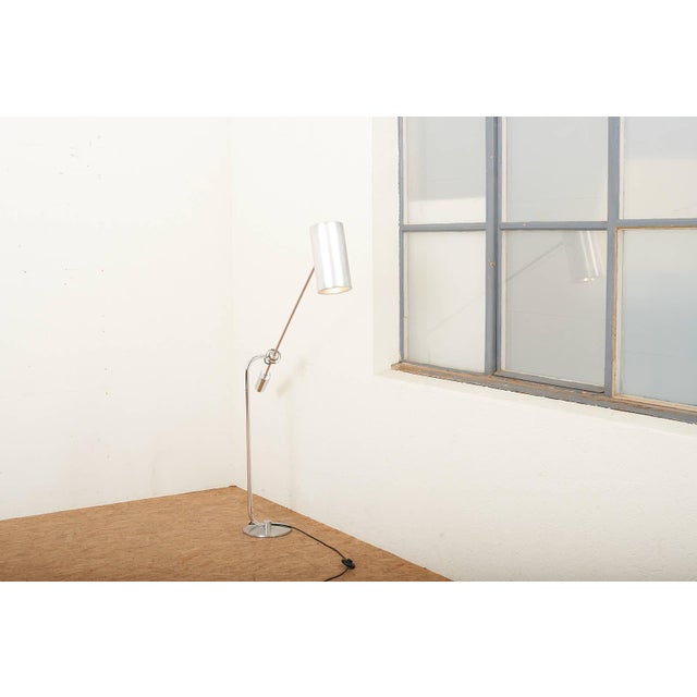 Counterbalance Floor Lamp in Chrome-Plated Metal Base and Stem, Aluminum Cylinder Shade For Sale - Image 9 of 11