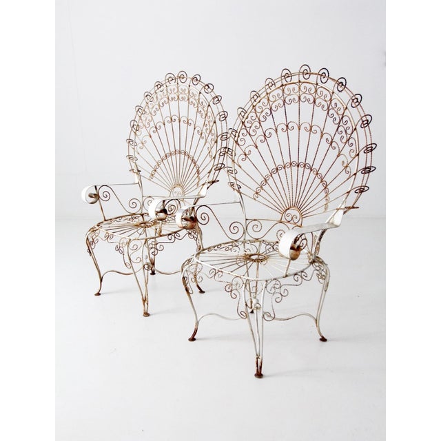 Antique Wrought Iron Peacock Garden Furniture Collection of 4 For Sale - Image 11 of 12
