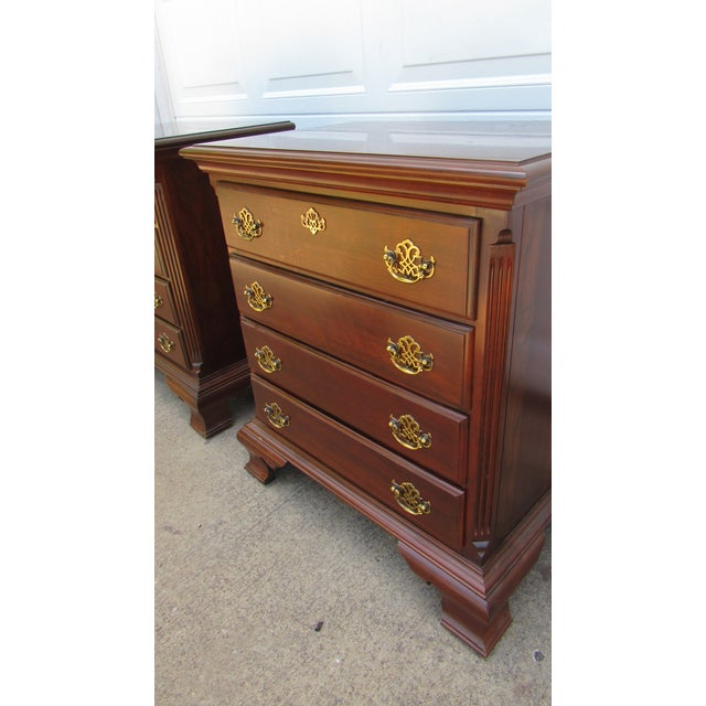 Pair James Sterling Mahogany Nightstands Tables Designer Bachelors Chest For Sale - Image 4 of 9