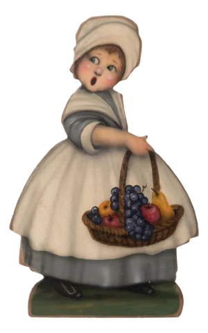 Late 20th Century Signed Bonnie Barrett Boardwalk Originals Pilgrim Girl With Basket