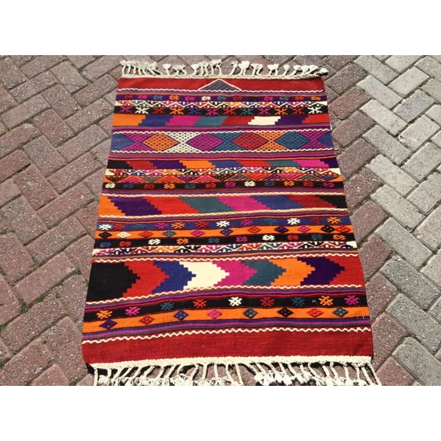 1960s Small Boho Kilim Rug, 48" X 36" For Sale - Image 9 of 9