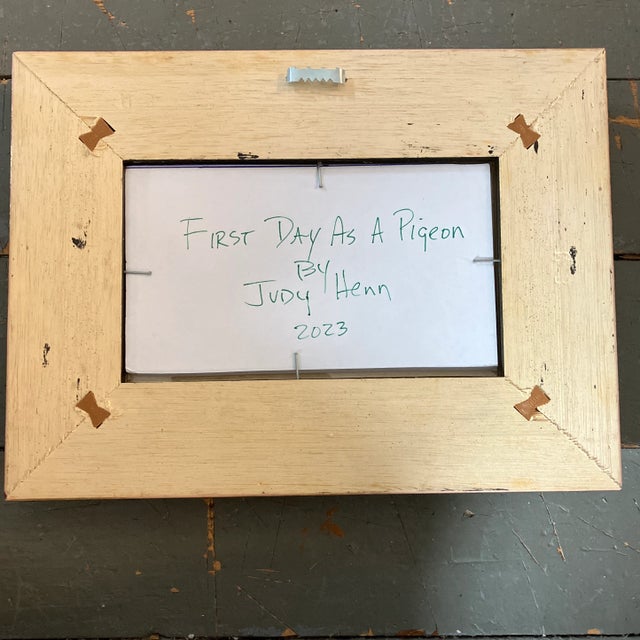 Contemporary Contemporary Original Judy Henn Abstract Ink Drawing/Collage “First Day as a Pigeon “ Framed For Sale - Image 3 of 4