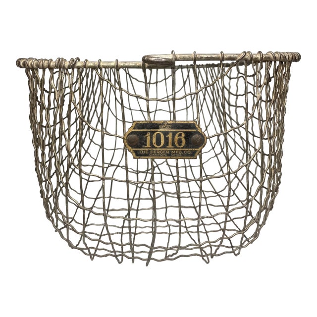 Vintage American Classic Industrial Wire Metal Utility Basket For Sale