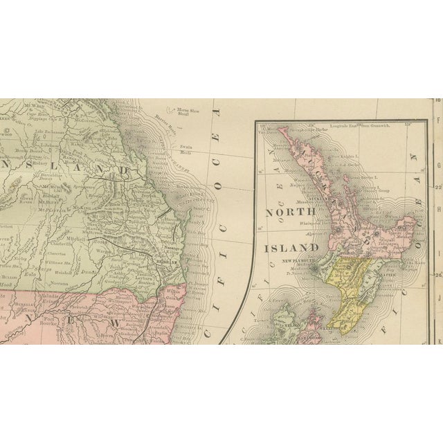 Antique Australia and New Zealand Map, 1888 For Sale - Image 9 of 10