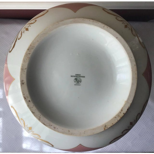 Pink Large Vintage Lorenz Hutschenreuther German Porcelain Vase – 20” Tall, Pink & Gold Floral Panels For Sale - Image 8 of 9