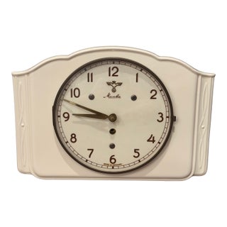 1930s German Mauthe Art Deco Glazed Ceramic Wall Clock For Sale