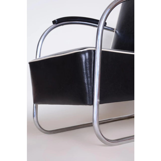 Black Bauhaus Chrome & Leather Armchair attributed to Mücke-Melder, 1930s For Sale - Image 8 of 13