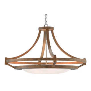 Currey & Co. Modern Walnut Finished Highwood Chandelier For Sale