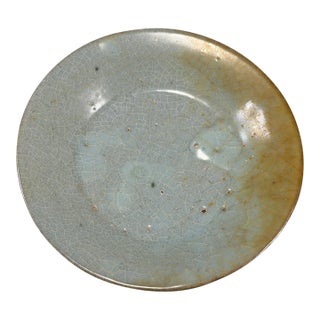 Antique Chinese Crackle Glaze Shallow Plate, Collectible Ceramic For Sale