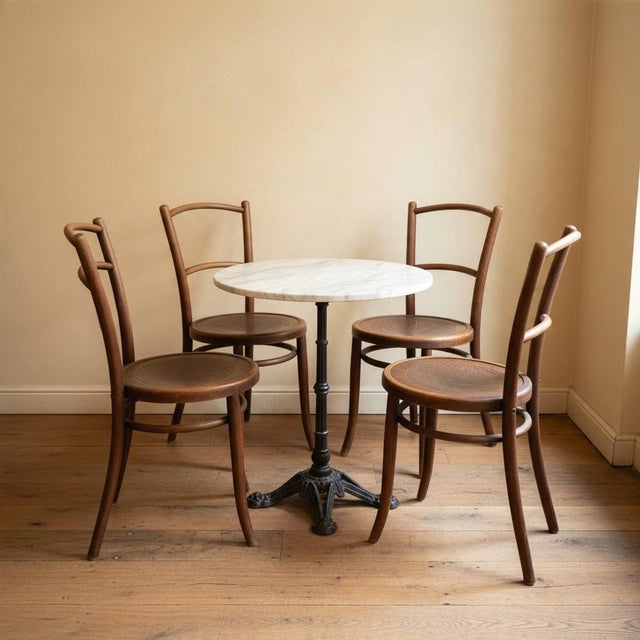 Antique Fischel Bentwood Chairs-Set of 4-Czech Bistro Dining-Irish Hospital-Deco For Sale - Image 4 of 11