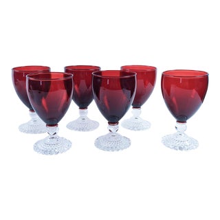 Ruby Glass Goblets - Set of 6 For Sale