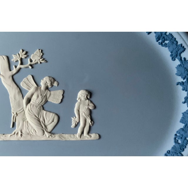 Vintage Wedgwood Light Blue Jasperware Cupid and Psyche Oval Tray For Sale - Image 18 of 18