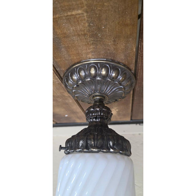 Vintage Art Deco Milk Glass Globe Flush Mount Ceiling Light Hallway Entry Fixture For Sale - Image 4 of 11