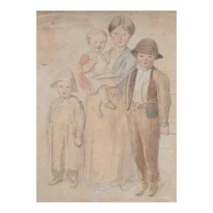 Antique English Watercolor of Children