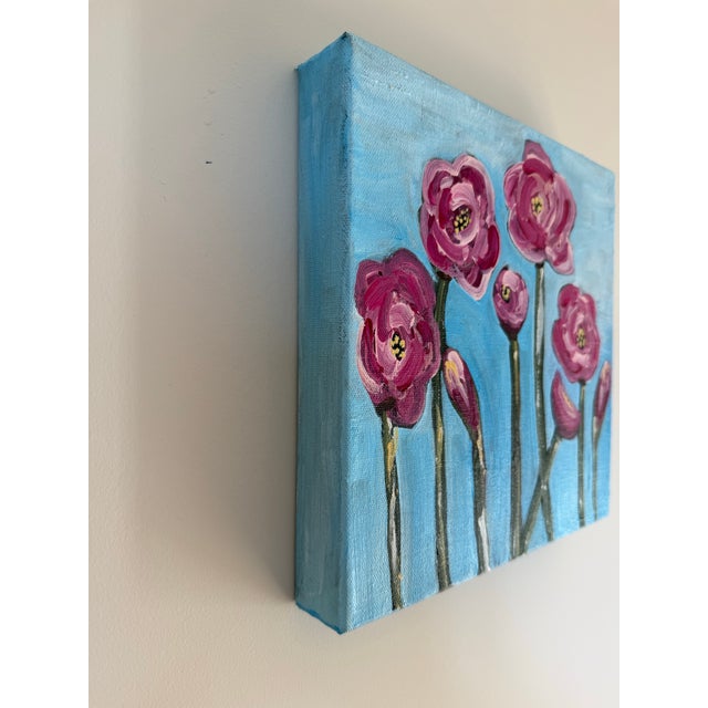 Contemporary Modern Abstract Floral Acrylic Painting on Canvas, Signed, Dated For Sale - Image 3 of 4