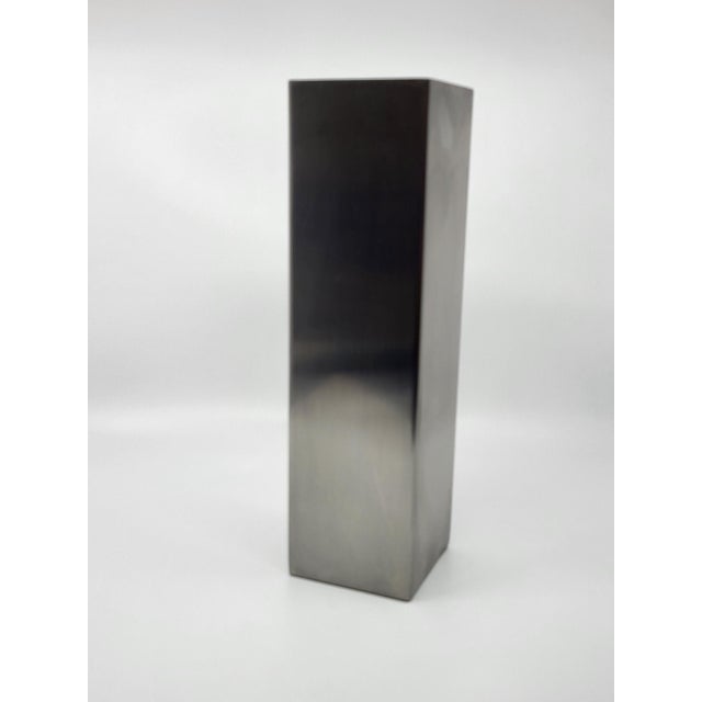Modernist Vase in Brushed Aluminum, France, 1970s For Sale - Image 4 of 6