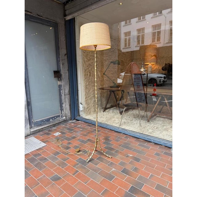 Triple Bronze Faux Bamboo Floor Lamps by Maison Bagues, 1950 For Sale - Image 16 of 17