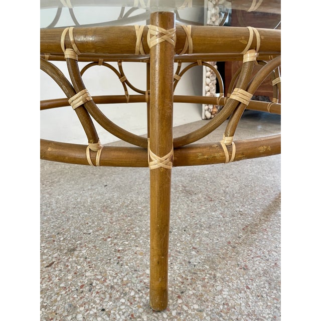 Boho Chic Bamboo Round Coffee Table For Sale - Image 10 of 11