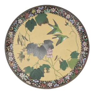 Large Antique Japanese Meiji Cloisonne Plate 1900