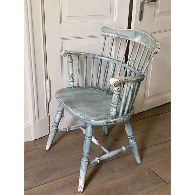 Wood Blue Armchair, Denmark, 1920s For Sale - Image 7 of 10