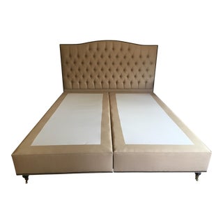Upholstered Platform Bed With Tufted Headboard For Sale