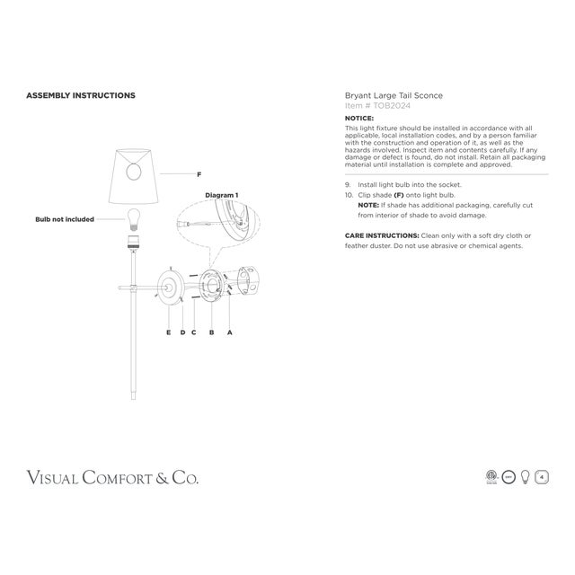 Visual Comfort Thomas O'Brien for Visual Comfort Signature Bryant Large Tail Sconce in Antique Nickel with Linen Shade For Sale - Image 4 of 4